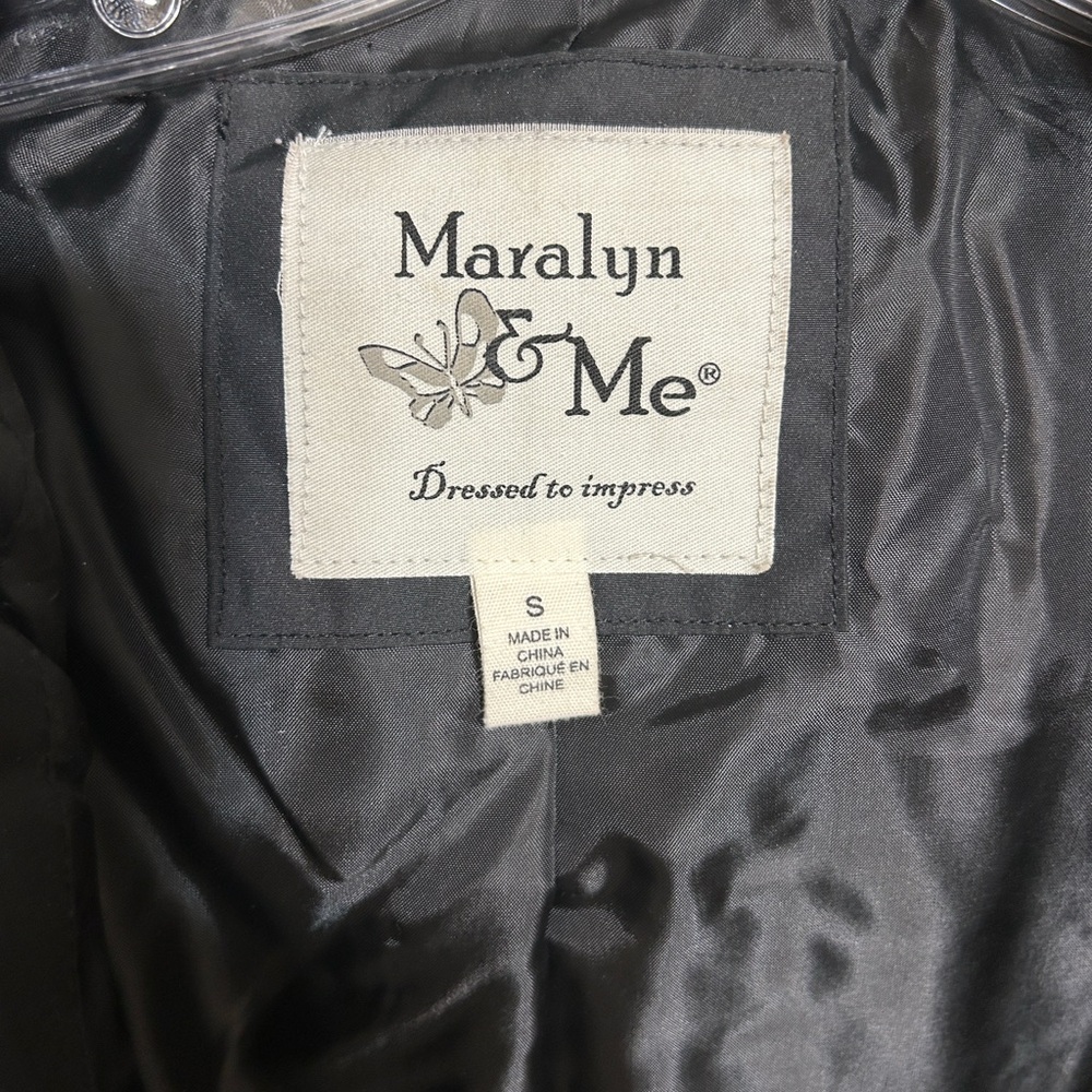 Maralyn & Me Black Faux Fur Hooded Puffer Coat Jacket Size S - Picture 10 of 11
